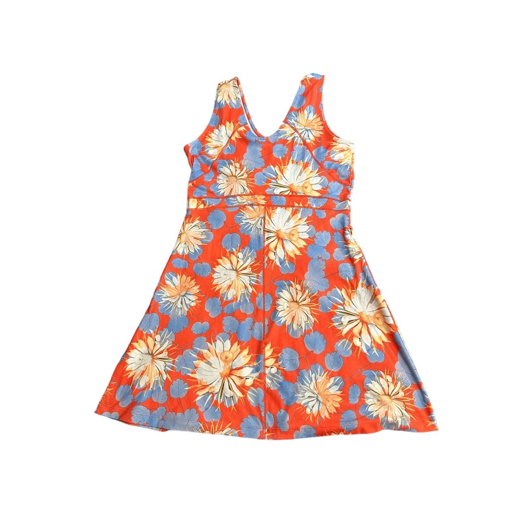 Title nine Dream V neck womens dress Camellia orange swift snap zipper pockets L